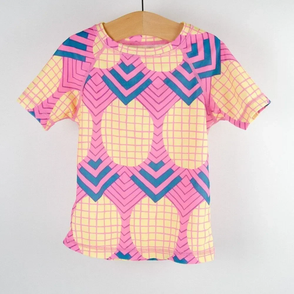 Tea‎ Collection Pineapple Print Short Sleeve Rash Guard Pink Yellow Toddler Sz 4